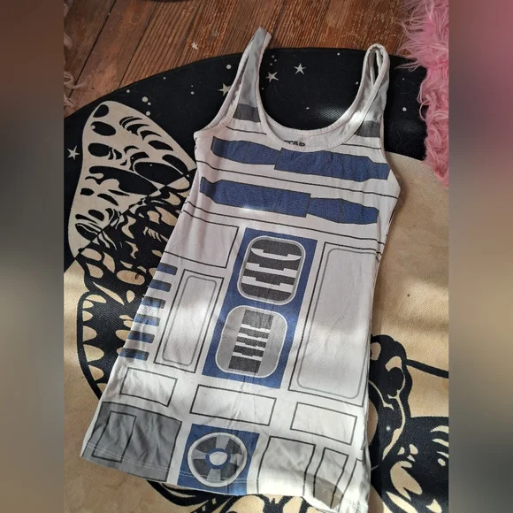 Mighty Fine R2D2 Droid Graphic Tank Top OR Mini Dress - Stretchy! - Picture 1 of 3